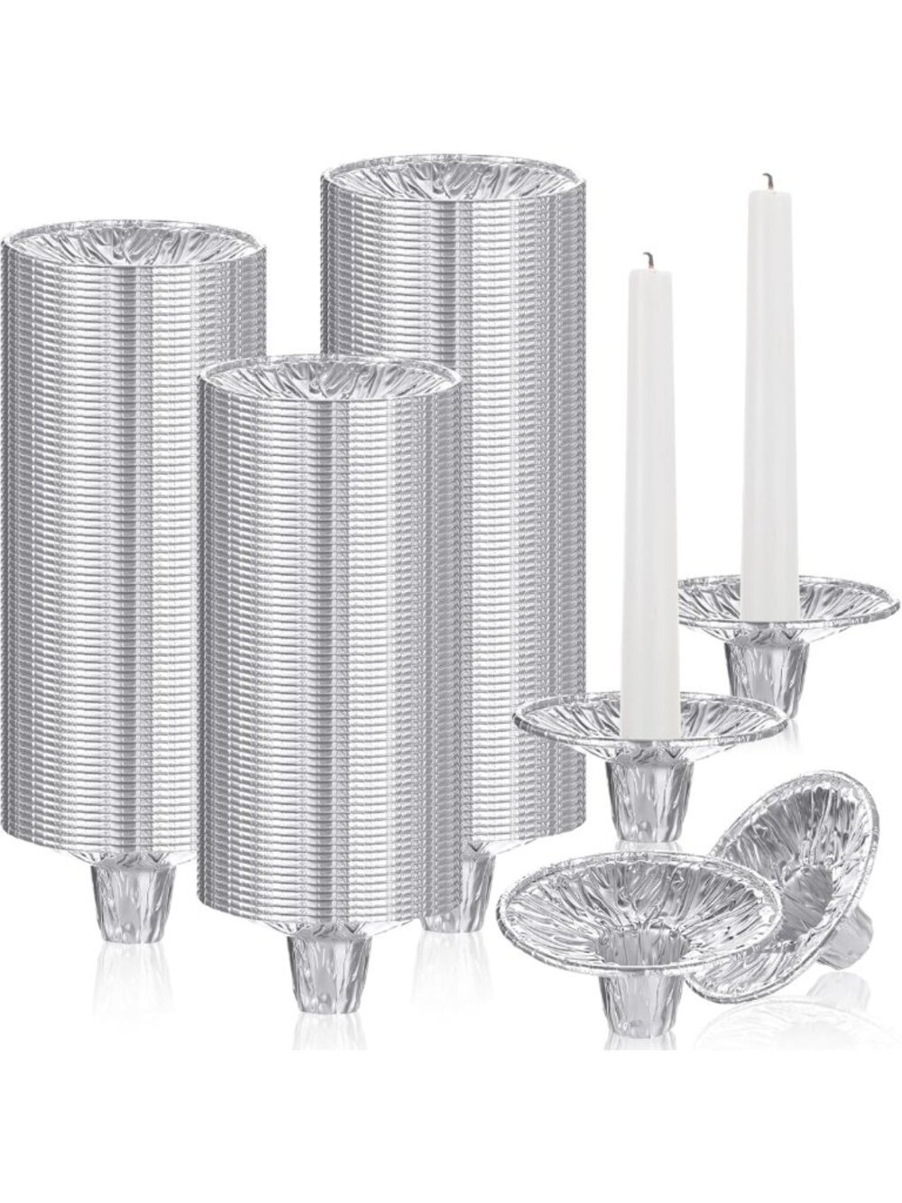 500 Pcs Disposable Aluminum Foil Candle Holders for Shabbat & Events - Drip Cups